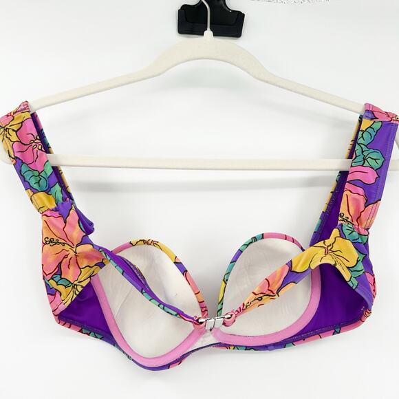 Lovers + Friends Women Beach Talie Balconette Underwire Floral Swim Bikini Top L - Picture 7 of 7